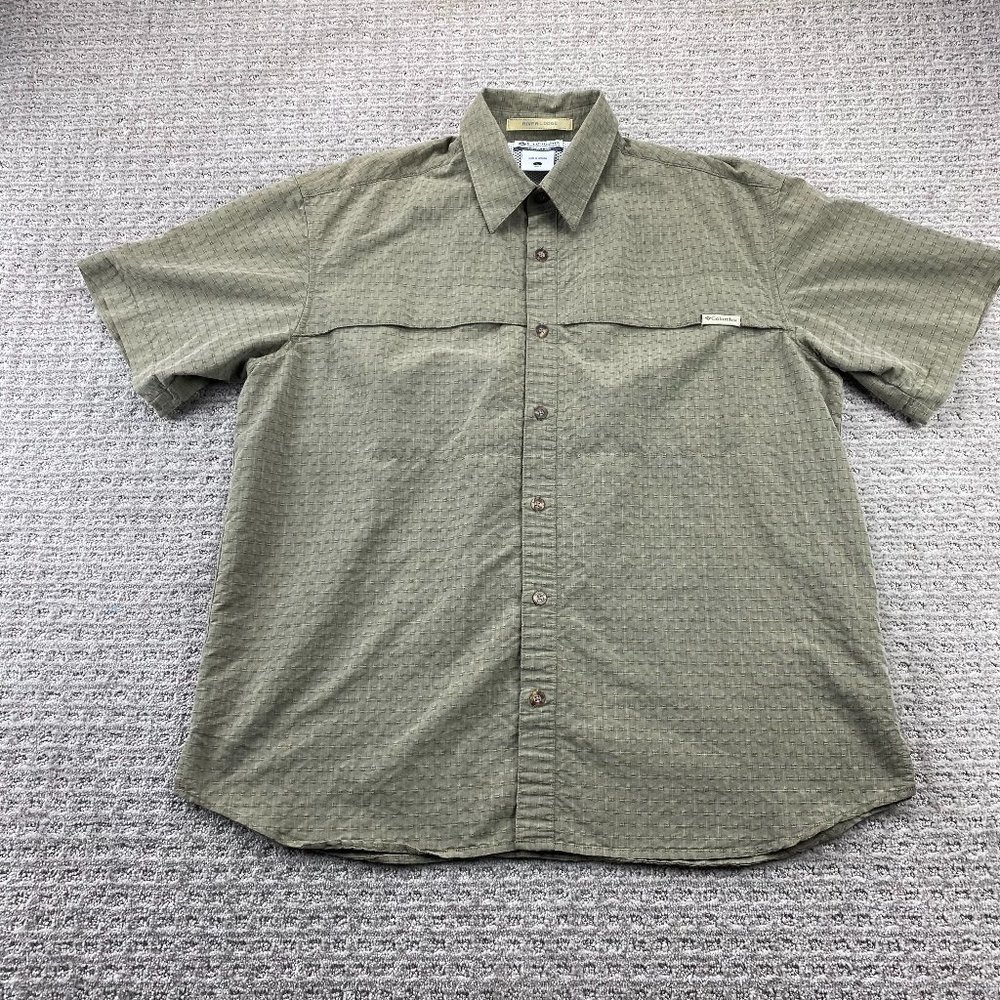 Columbia River Lodge Shirt Men Large L Brown Checkered Button Up Casual Outdoors